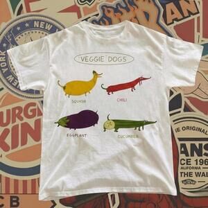 Veggie Dogs White Cotton T Shirt